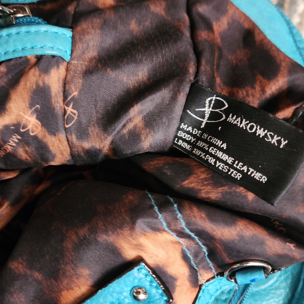 Large Turquoise B.Makowsky Handbag - Picture 3 of 5